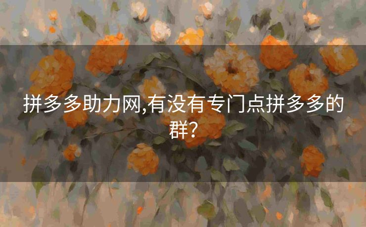 拼多多助力网,有没有专门点拼多多的群？