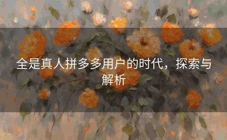 全是真人拼多多用户的时代，探索与解析