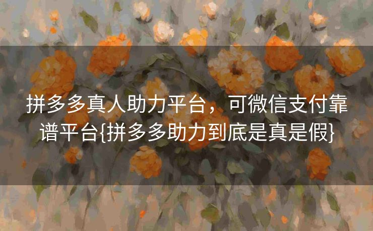 拼多多真人助力平台，可微信支付靠谱平台{拼多多助力到底是真是假}