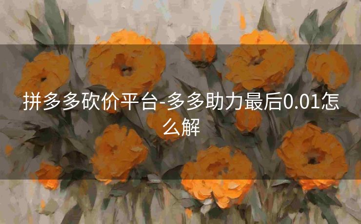 拼多多砍价平台-多多助力最后0.01怎么解