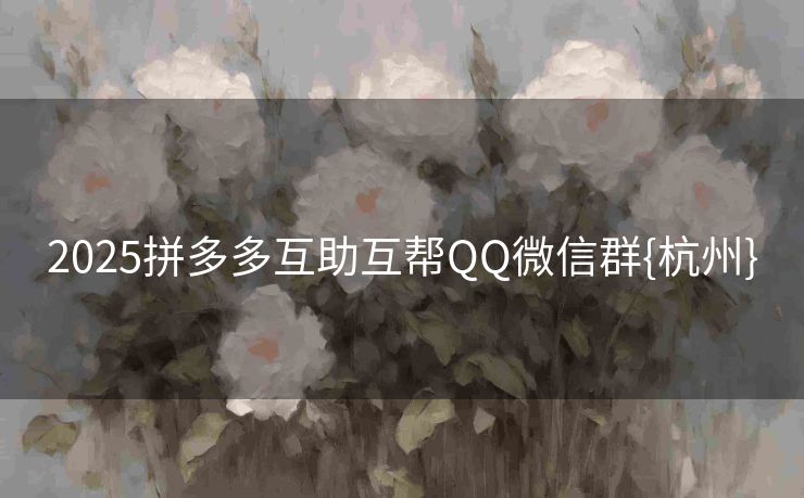 2025拼多多互助互帮QQ微信群{杭州}