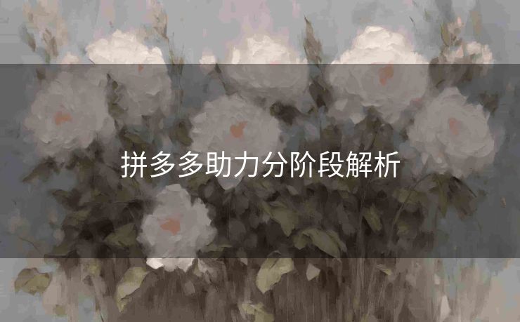 拼多多助力分阶段解析