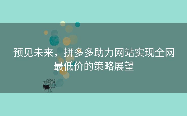 预见未来，拼多多助力网站实现全网最低价的策略展望