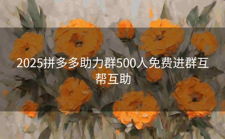 2025拼多多助力群500人免费进群互帮互助