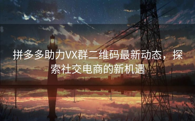 拼多多助力VX群二维码最新动态，探索社交电商的新机遇