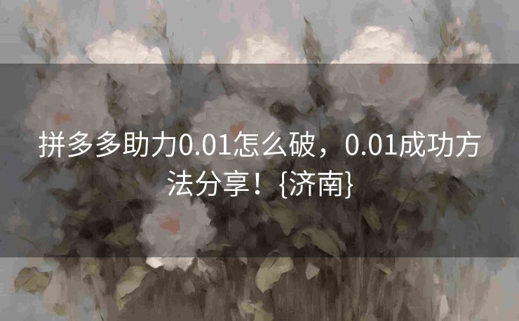 拼多多助力0.01怎么破，0.01成功方法分享！{济南}