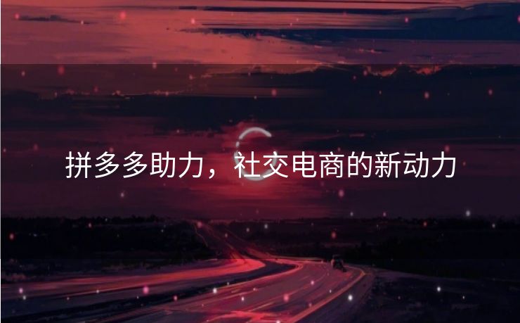 拼多多助力，社交电商的新动力