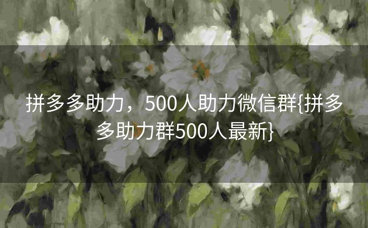 拼多多助力，500人助力微信群{拼多多助力群500人最新}