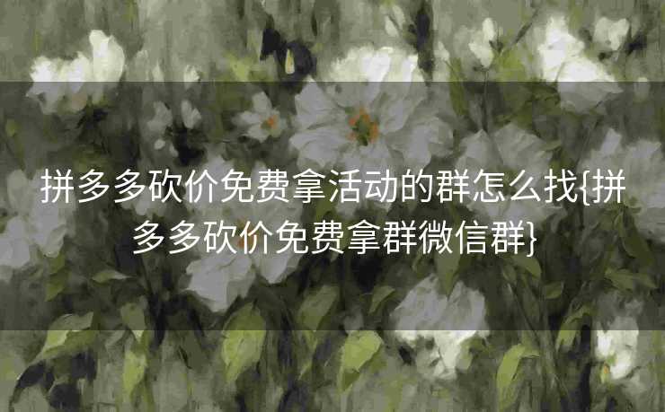 拼多多砍价免费拿活动的群怎么找{拼多多砍价免费拿群微信群}