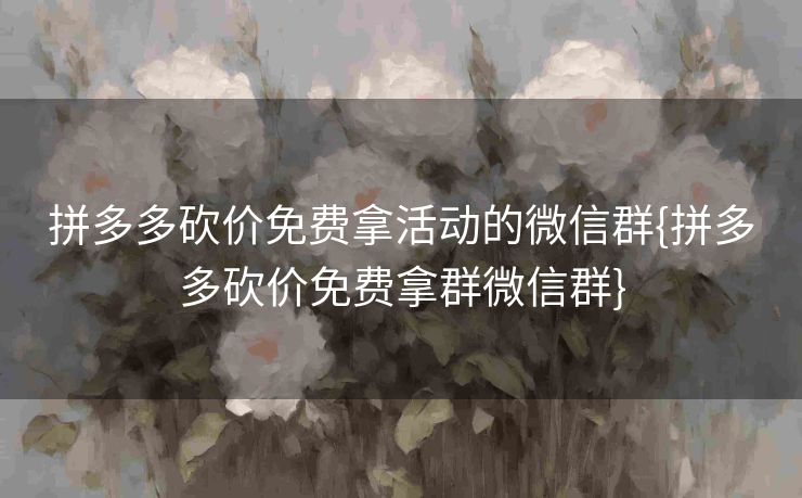 拼多多砍价免费拿活动的微信群{拼多多砍价免费拿群微信群}
