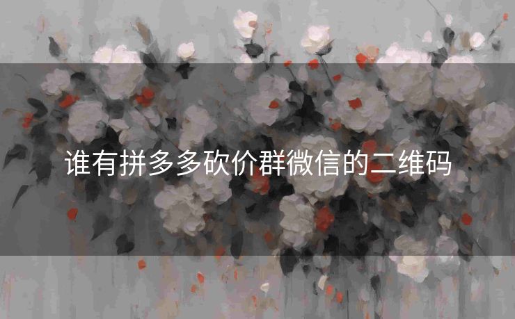 谁有拼多多砍价群微信的二维码