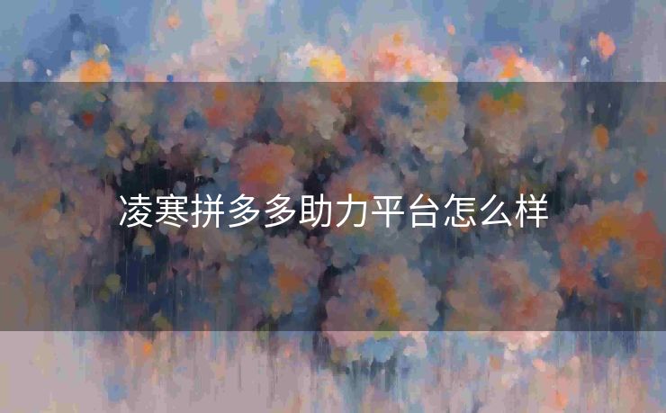 凌寒拼多多助力平台怎么样