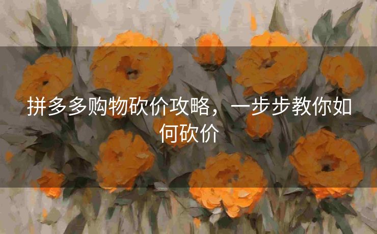 拼多多购物砍价攻略，一步步教你如何砍价