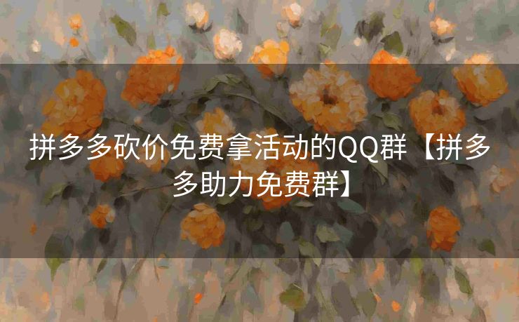 拼多多砍价免费拿活动的QQ群【拼多多助力免费群】