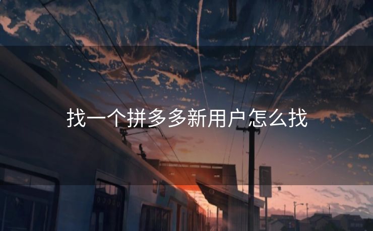 找一个拼多多新用户怎么找