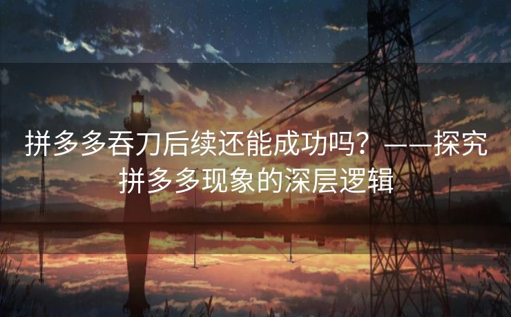 拼多多吞刀后续还能成功吗？——探究拼多多现象的深层逻辑